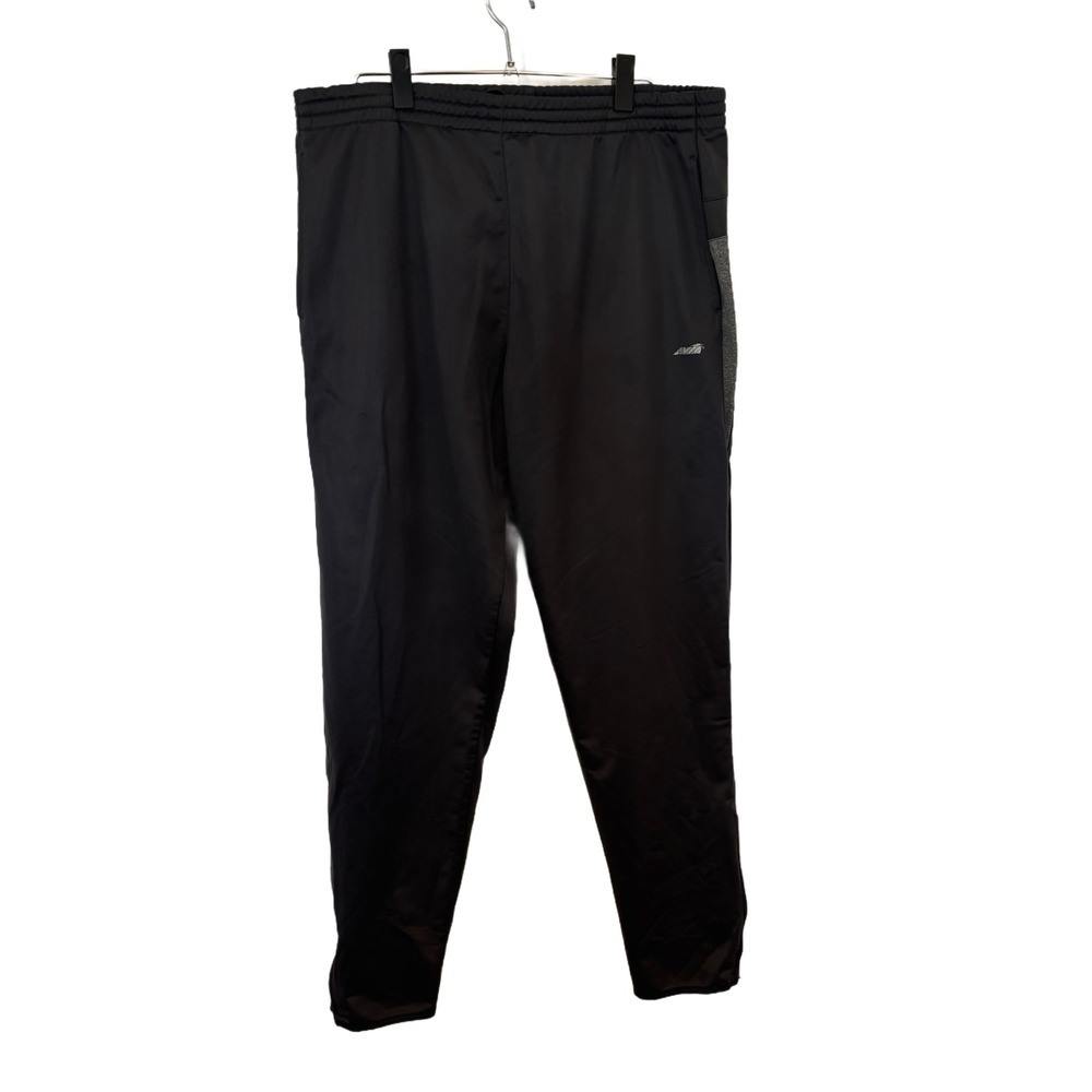 Avia Mens Black Track Pants XL Athletic Joggers‎ Gray Side Stripe Mesh Panel